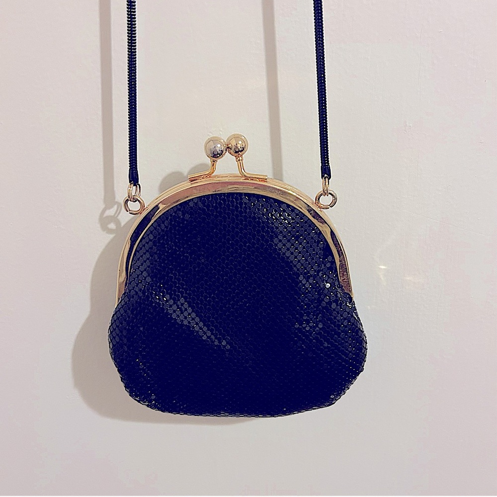 Whiting & Davis Vintage Black Metal Mesh Evening Bag